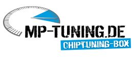 Logo mit Tachometer und Text: "MP-TUNING.DE" und "CHIPTUNING-BOX" in blauen und schwarzen Buchstaben.