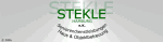 Textlogo "Stekle Hamburg e.K.", grauer Hintergrund mit Strahlenmuster.