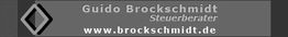 Graues Logo eines Steuerberaters mit dem Namen und der Website "brockschmidt.de".