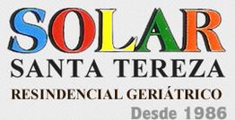 Texto colorido: "Solar Santa Tereza, Residencial Geriátrico. Desde 1986".