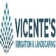 Vicente's Irrigation & Landscaping logo with water droplet design.