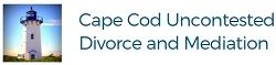 Lighthouse with text: "Cape Cod Uncontested Divorce and Mediation."
