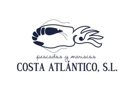 Logotipo con un camarón y texto: "Pescados y Mariscos Costa Atlántico, S.L.".