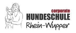 Frau mit Hund, Text: "Corporate Hundeschule Rhein-Wupper".