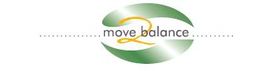 Logo mit grünem Kreis und dem Text "move2balance" in der Mitte.