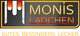 Logo "Monis Lädchen", Text: "Gutes. Besonders. Lecker.", in gelber und roter Schrift auf schwarzem Hintergrund.