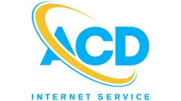 Logo mit blauer Schrift "ACD Internet Service" und gelbem Bogen um "ACD".