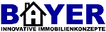Logo mit Haus-Symbol im Buchstaben "A" des Firmennamens "Bayer". Text: "Innovative Immobilienkonzepte".