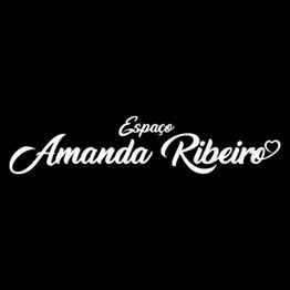 Texto em fonte estilizada: "Espaço Amanda Ribeiro" com um coração. Fundo preto.