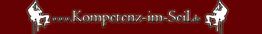 Logo mit Schriftzug: "Kompetenz-im-Seil.de" und zwei abgebildeten Kletterern am Rand.