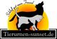 Silhouette von Hund, Katze und Kaninchen vor Sonnenuntergang mit Schrift: "Schlaf gut mein Freund".
