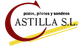 Logo de empresa "Castilla S.L." con texto rojo y negro y una línea amarilla diagonal.