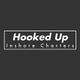 Logo of "Hooked Up Inshore Charters" with white text on a dark background.