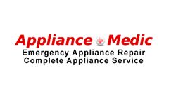 Logo for Appliance Medic, offering emergency appliance repair and complete appliance service.