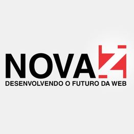 Logotipo da NOVA com texto: "Desenvolvendo o futuro da web" e símbolo vermelho à direita.