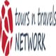 Red and white globe icon with text: "tours n travels NETWORK".