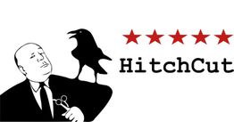 Illustration: Mann mit Rabe auf der Schulter, daneben fünf rote Sterne und der Schriftzug "HitchCut".