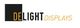 Logo mit den Worten "DELIGHT DISPLAYS", teils in gelber, teils in schwarzer Schrift.