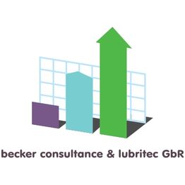 Drei bunte Balken in Pfeilform, Text: "becker consultance & lubritec GbR".