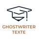 Absolventenhut-Symbol mit dem Text "Ghostwriter Texte" darunter.