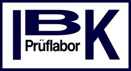 Logo mit den Buchstaben "IBK" und dem Wort "Prüflabor" in dunkler Schrift auf weißem Hintergrund.