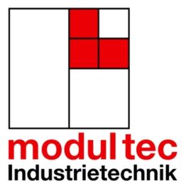Logo von Modultec Industrietechnik mit roten und weißen Quadraten.