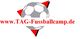 Logo mit Fußball und rotem Dreieck, Text: www.TAG-Fussballcamp.de.