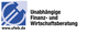 Logo mit blauen Symbolen und Text "Unabhängige Finanz- und Wirtschaftsberatung, www.sfwb.de".