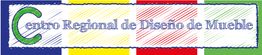 Texto "Centro Regional de Diseño de Mueble" con fondo de colores azul, amarillo, rojo y verde.
