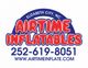Airtime Inflatables logo with contact number and website in colorful text.