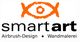 Logo mit orangefarbenem Auge, darunter "smartart", "Airbrush-Design" und "Wandmalerei".