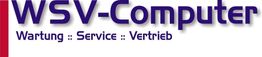 Logo mit Text "WSV-Computer: Wartung :: Service :: Vertrieb" in lila Schrift auf weißem Hintergrund.