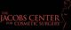 "Jacobs Center for Cosmetic Surgery logo with silhouette of a woman in red on black background."