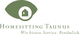 Grünes Symbol Auge und Haus, Text: "Homesitting Taunus. Wir bieten Service. Persönlich."