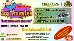 Gráfico colorido de una guardería infantil con información de talleres y contacto. Inscripciones abiertas.