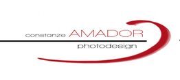 Logo mit Text: "Constanze AMADOR Photodesign", stilvolles rotes Designmotiv.