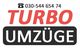 Telefonnummer und Text "Turbo Umzüge" auf Werbetafel.
