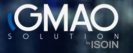 Texto "GMAO Solution by ISOIN" en fondo oscuro.