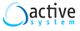 Logo mit stilisiertem Kreis und Text "active system" in Schwarz und Blau.