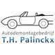 Logo met afbeelding van auto en tekst: "Autodemontagebedrijf T.H. Palinckx".