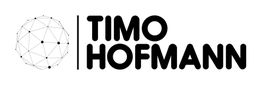 Schwarz-weiße Grafik: Text "Timo Hofmann" neben einem geometrischen Kugelmuster.