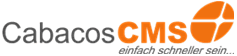 Logo von CabacosCMS, Text: "einfach schneller sein...", in Schwarz und Orange.