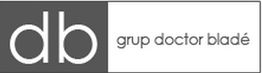 Logo del "grup doctor bladé" en letras grises sobre fondo blanco y gris.