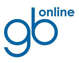 Blaues "gb online" Logo auf weißem Hintergrund.