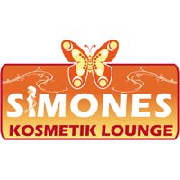 Logo von Simones Kosmetik Lounge mit Schmetterling und Silhouette im Hintergrund.