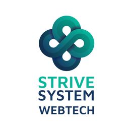 Strive System Webtech logo with intertwining blue and green looped design above the text.