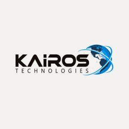 Logo von Kairos Technologies mit Globus und blauen Linien.