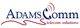 Logo reads "AdamsComm telecom solutions" with a red and blue design.