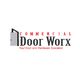 Logo for "Commercial Door Worx," with a door graphic and text "Your Door and Hardware Specialist."