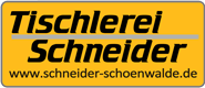 Gelbes Schild mit der Aufschrift "Tischlerei Schneider" und Webseite: schneider-schoenwalde.de